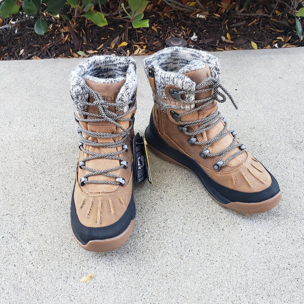 Merrell Siren 4 Thermo Mid Zip Waterproof Tan and Black Winter Boots
